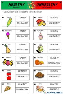 Healthy Food and Junk Food Worksheet